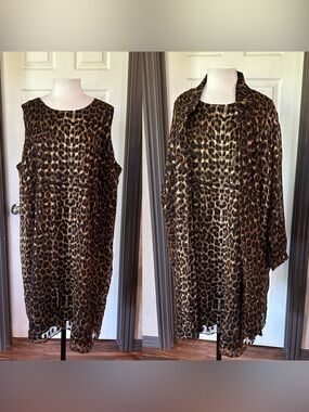 Vintage Lolette Leopard Print Dress and Jacket Set